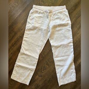 Athleta crop linen blend pants, woman’s size 12 white